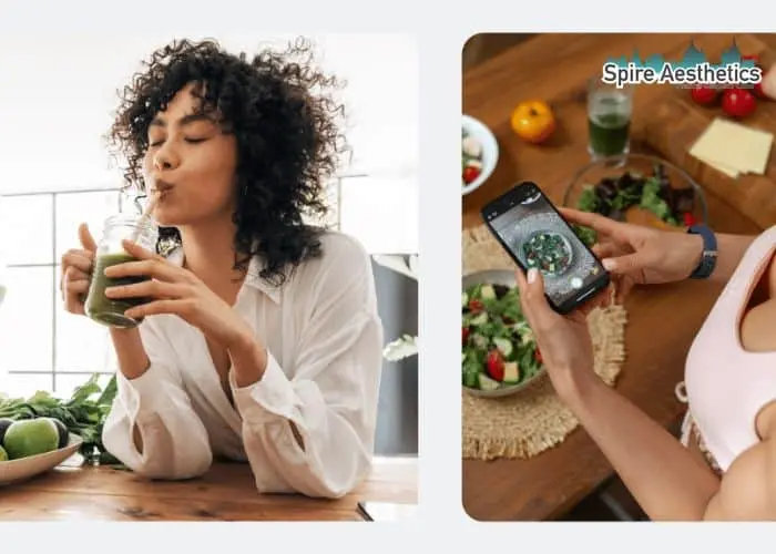 Image of woman looking into her diet and fat freezing Shefford to improve her health